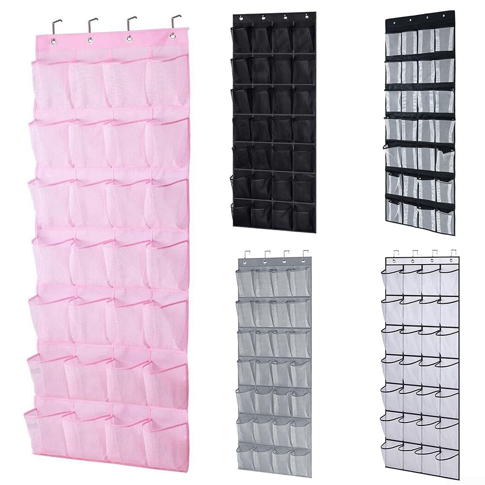 Schuhregal zum Aufhängen an der Tür mit 28 Stofftaschen und 4 Haken, Schuhregal für Herren, Damen, Kinder, Kleiderschrank, Schuhaufhänger, ordentliche Lösung
