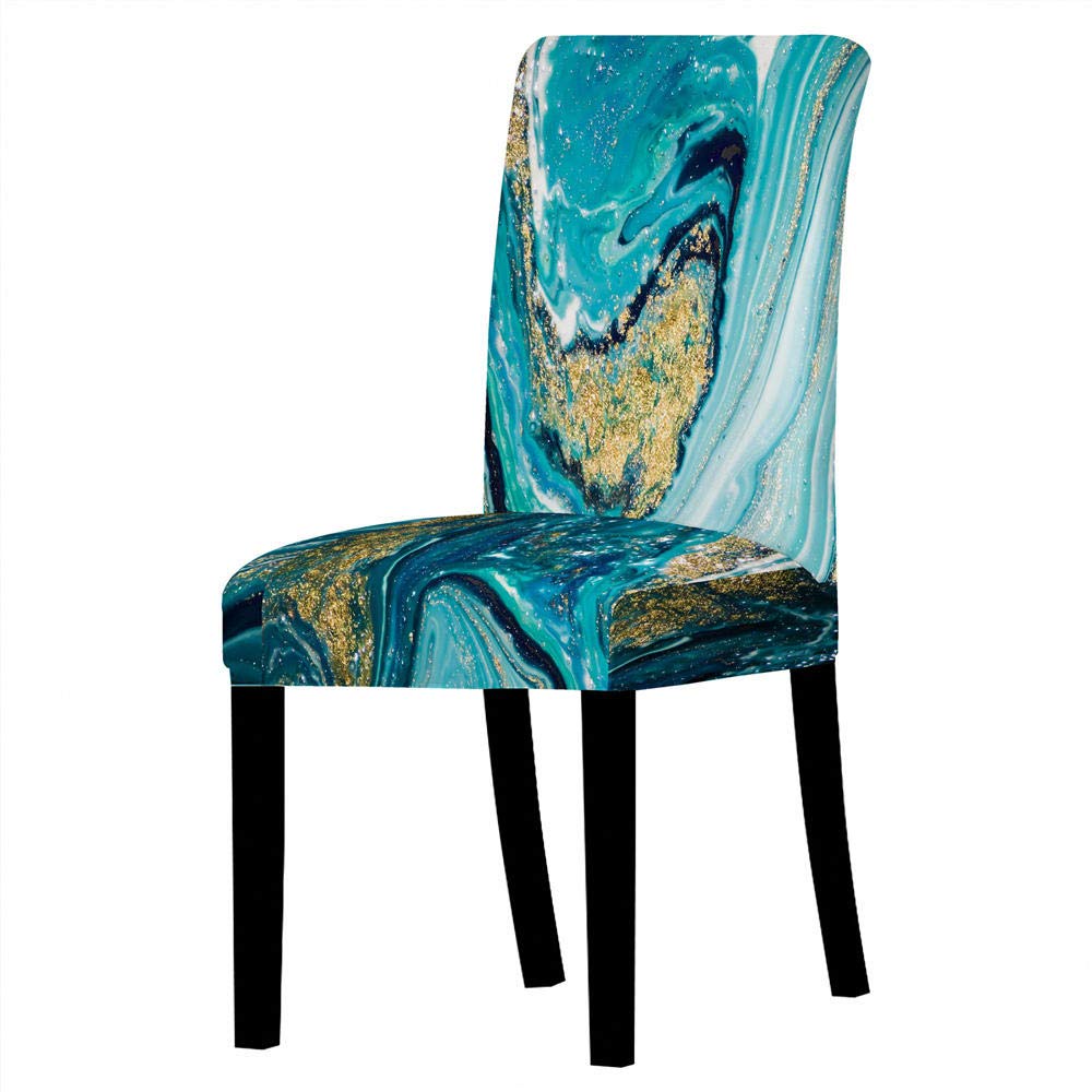 4 Coprisedie Elasticizzati Turchese/Bianco - Lavabili, Antiscivolo Per Sala Da Pranzo O Soggiorno