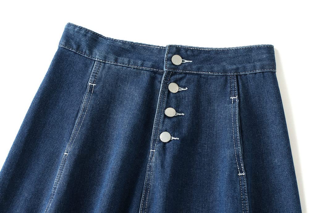 Faldas para Mujer Reino Unido,Faldas Maxi para Mujer Falda Vaquera Falda Azul De Invierno con Botón Falda De Talle Alto Faldas Plisadas Elegantes para Mujer Fal(S)