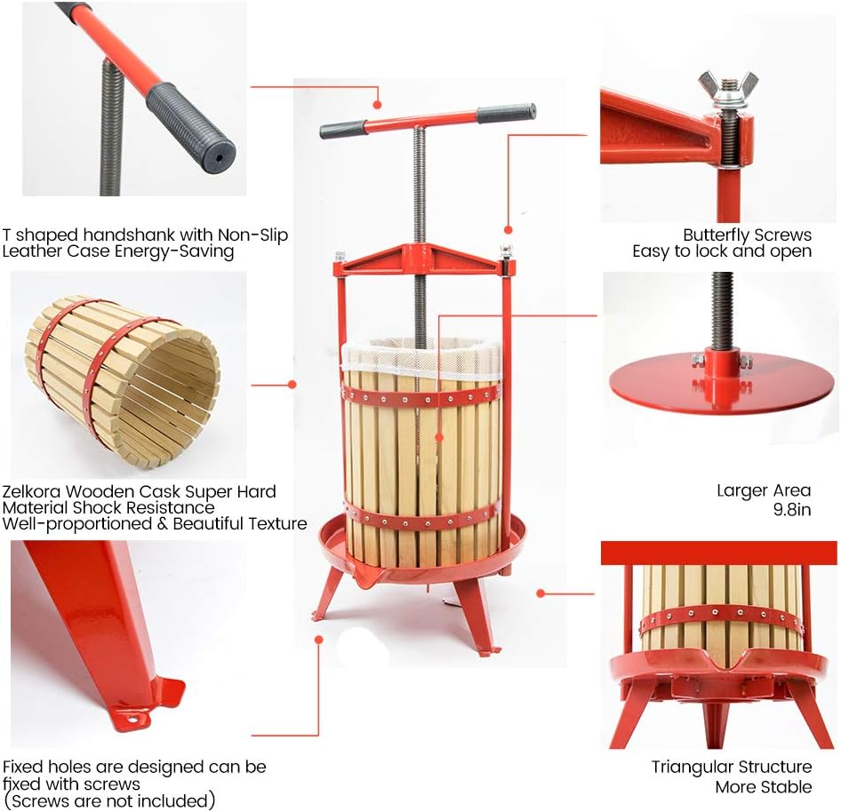 Heavy-duty Cross-beam Stainless Steel Fruit and Wine Press and Fruit and Apple Crusher with Stand