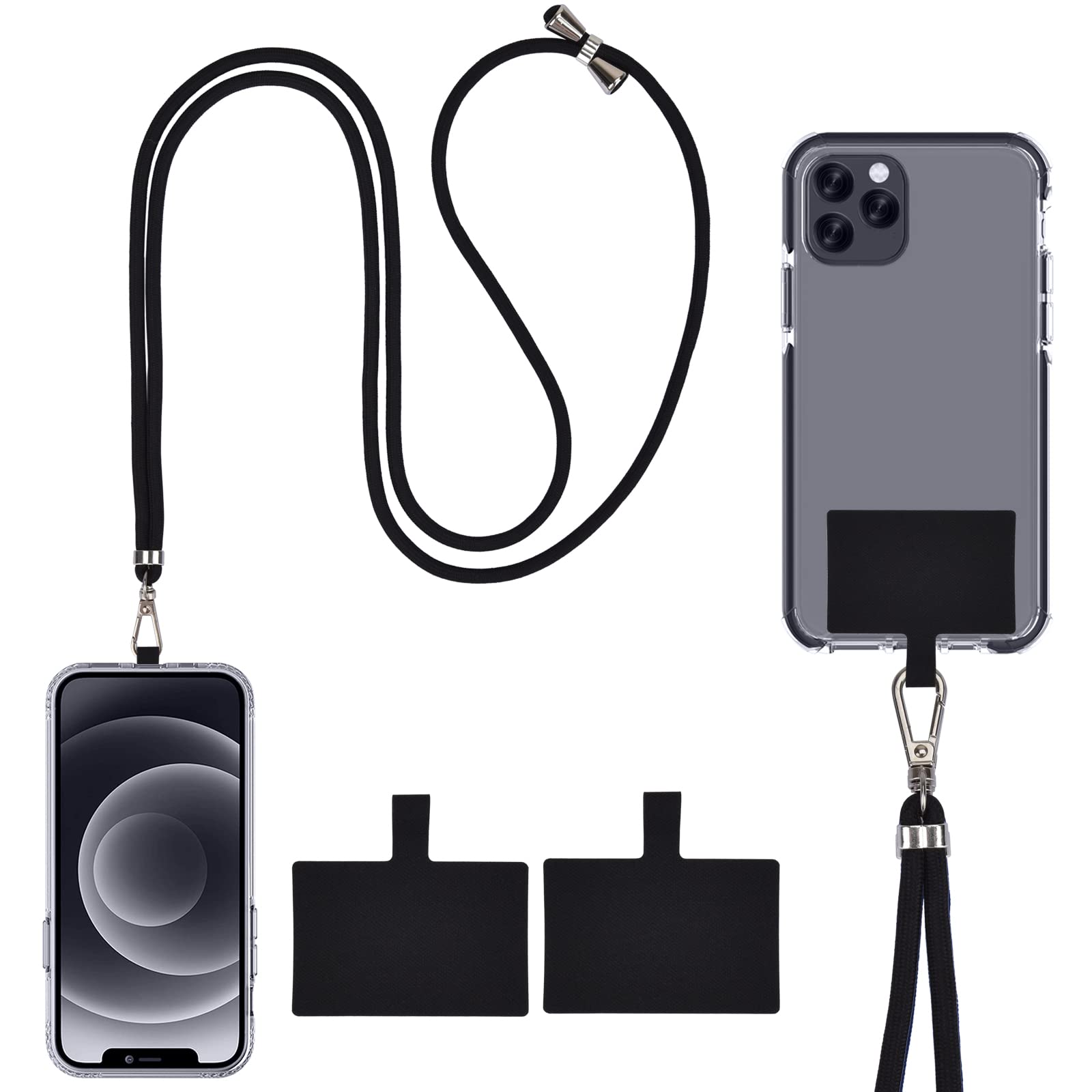 Phone Lanyard，Phone Charms Strap，The Length Is ，Adjustable,Phone Strap ，Applicable To Various Scenarios, Free Your Hands At Any Time. (Black)