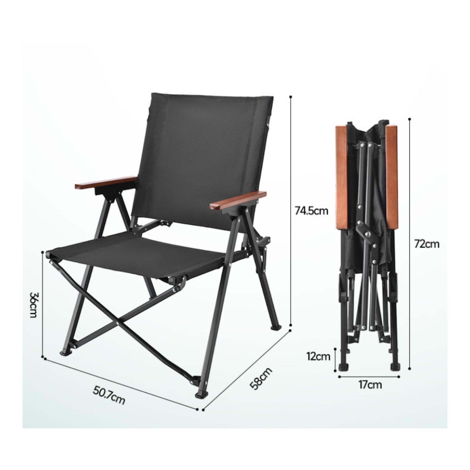 Harilla Siège de Camping Repliable avec Structure en Acier au Carbone et Tissu Oxford pour Les Activités de Plein Air et Les Loisirs Créatifs, Noir Encre