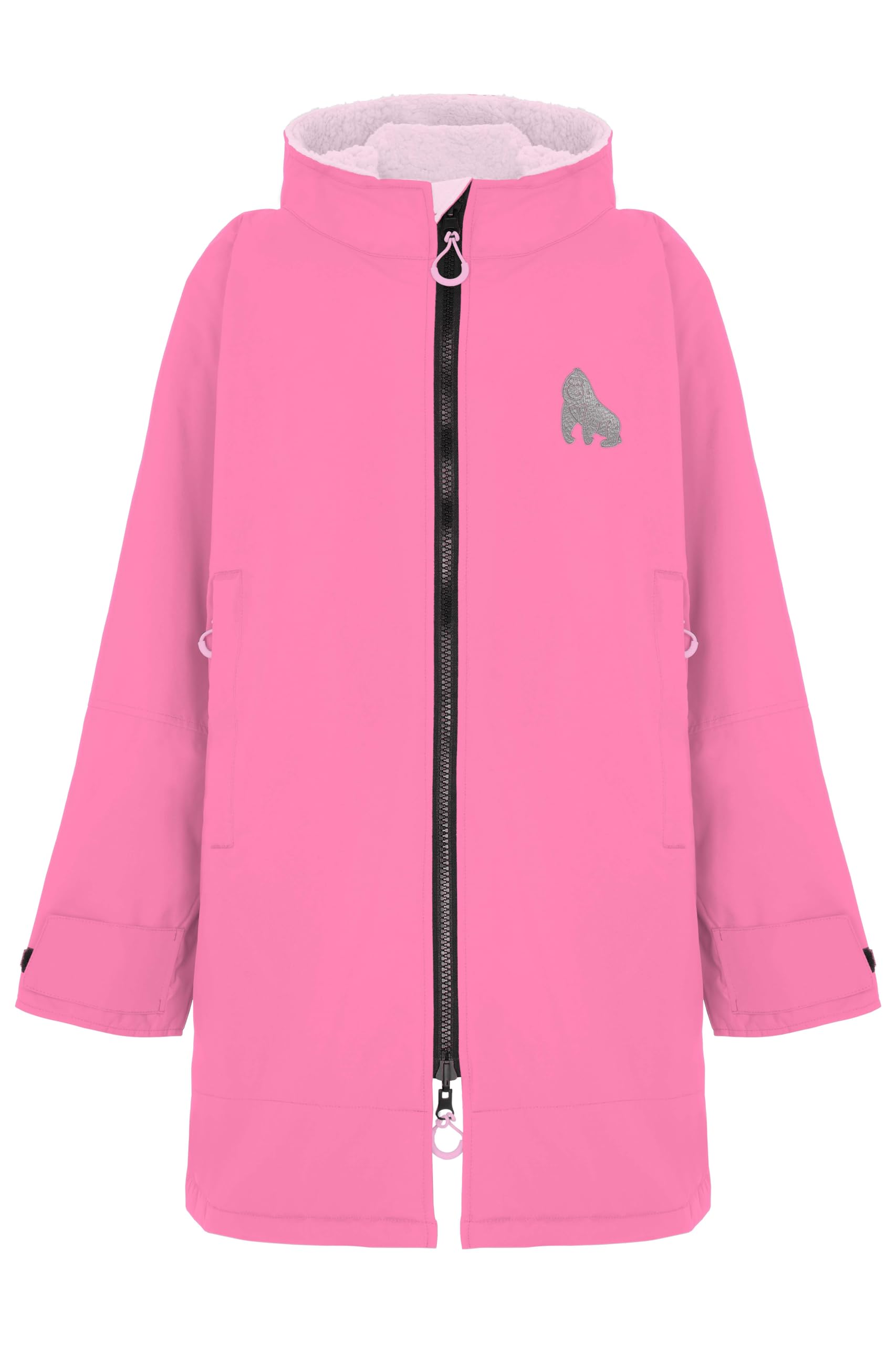 Gorilla Robes Kids ECO Waterproof Dry Changing Robe Full Zip, Pink, Junior, 85x70cm (Age 9-12)