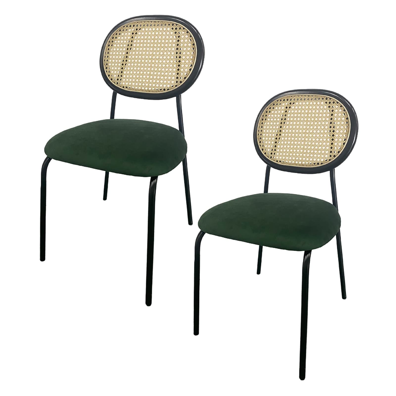 SJIALEN Dining Chairs Set of 2, Rattan Dining Chair Household Backrest Mesh Red Makeup Chair Living Room Vintage Study Chairs Kitchen Chair (Color : Green, Size : 48x45x84cm)