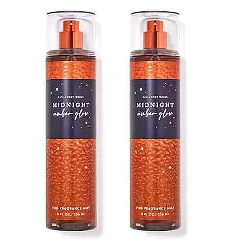 Bath & Body Works Midnight Amber Glow - Juego de regalo de fragancia fina para el cuerpo, 8 onzas, paquete de 2 (brillo ámbar medianoche)