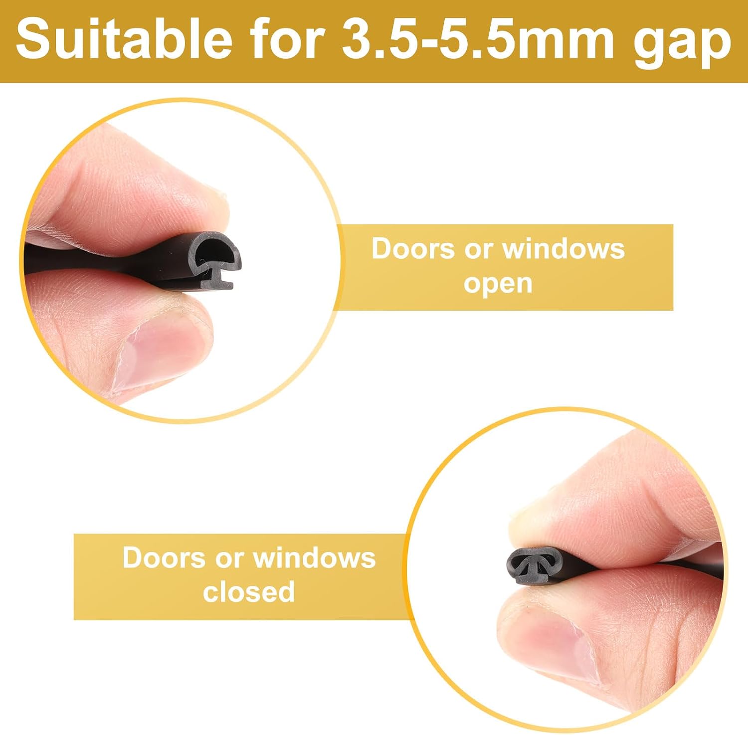 PATIKIL Window Weather Stripping Door Seal, 2 Pack 5/16" Wide Bulb Bubble TPE Weatherstrip Seal for 3/16" Slot Door Frame Window (10 m/33 ft, Black)