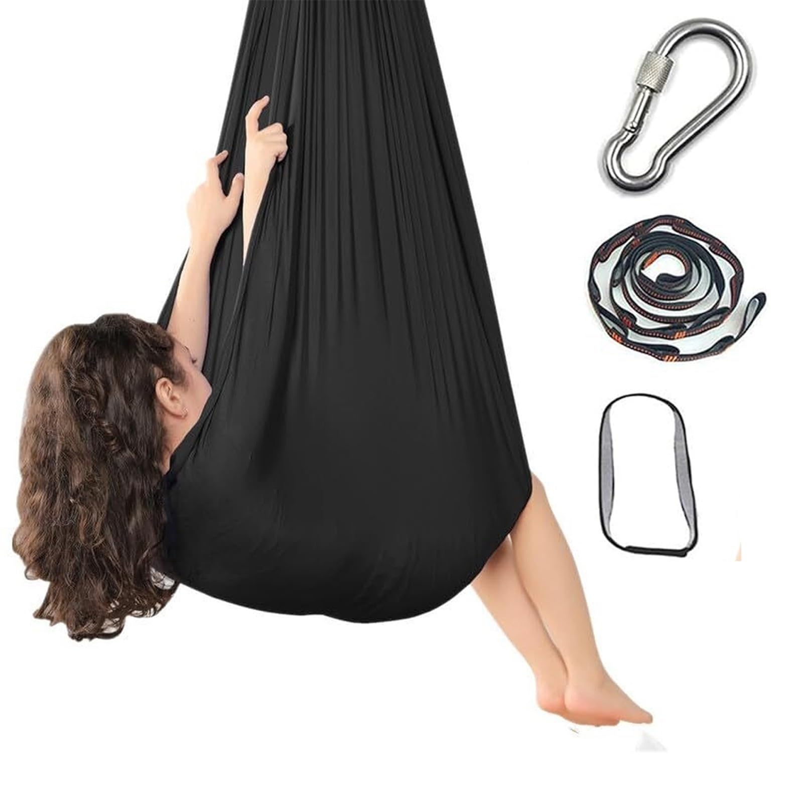 Hammock Swing Chair for Outdoor & Indoor, Lightweight & Portable, Perfect for Camping(Black)