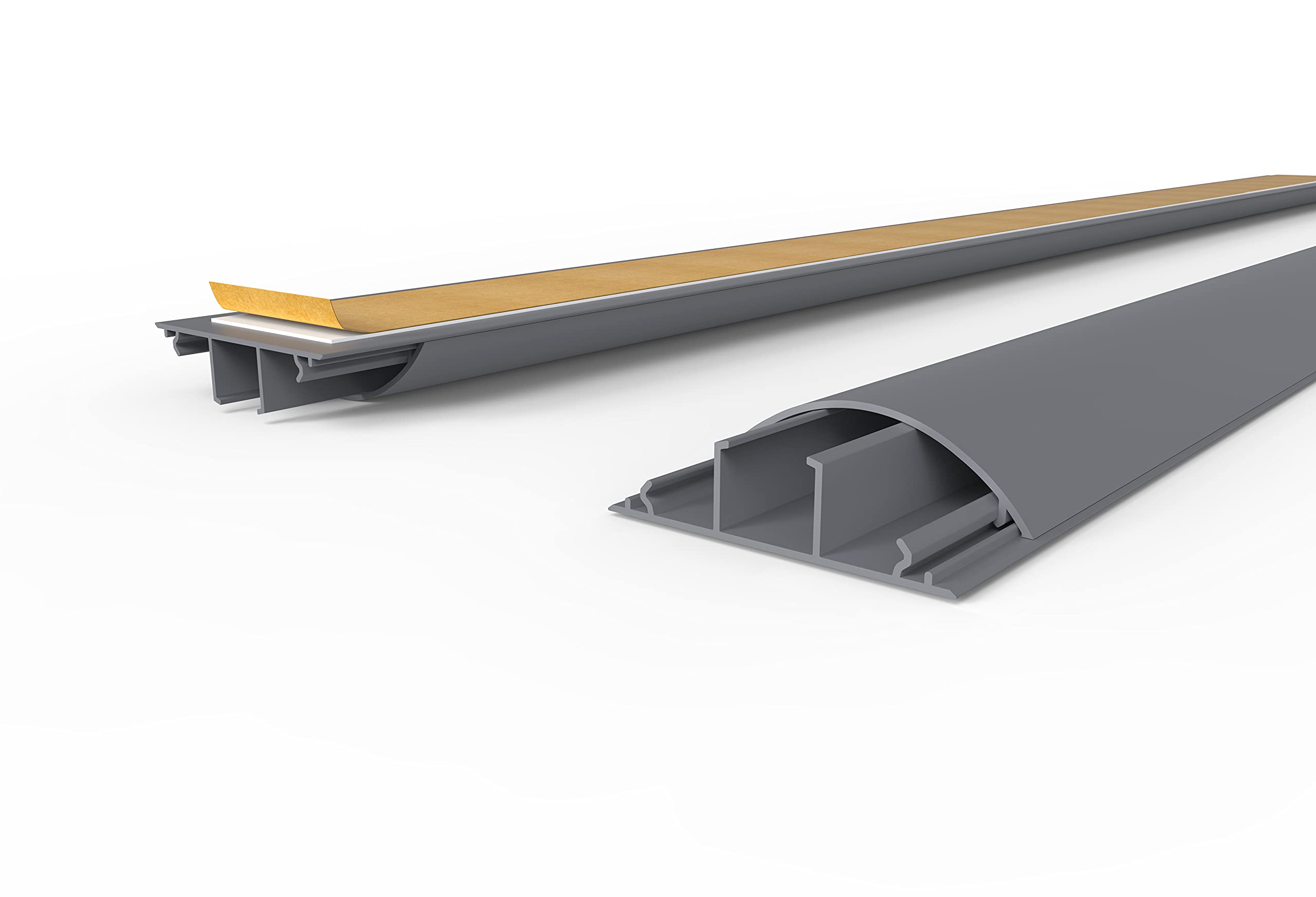SCOSKK292 2 m Habrund Kabelkanal (L x B x H 2000 x 75 x 20 mm, PVC, Fußboden, Kanal, Selbstklebend) grau