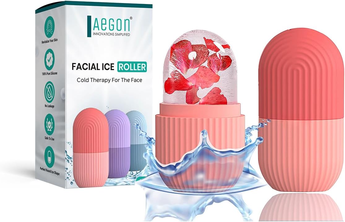 Aegon Ice Roller for Face | Ice Roller for Face Massager | Face Ice Roller for Men & Women | Ice Cube Roller for Glowing Skin & Puffy Eyes | Reusable & Unbreakable (Pink)