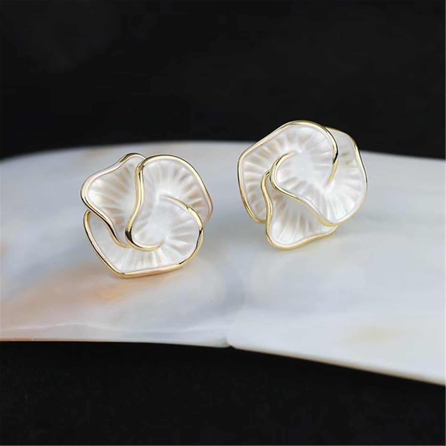 Gold Flower Statement Earrings for Women, Large Chunky Bohomian Summer Beach Floral Earring, Irregular Bold Exaggerated Earrings - Image 8
