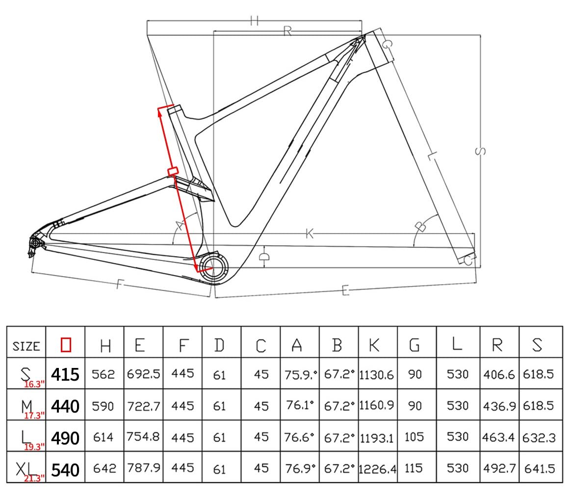 29er Mountain Bike Hardtail Frame 16.3/17.3/19.3/21.3in Carbon Fibre Frame XC Cyclocross Disc Brake Frame 12 * 148mm Thru-Axle Boost Frame BSA BB73mm Internal Routing Max 2.4in(17.3in)