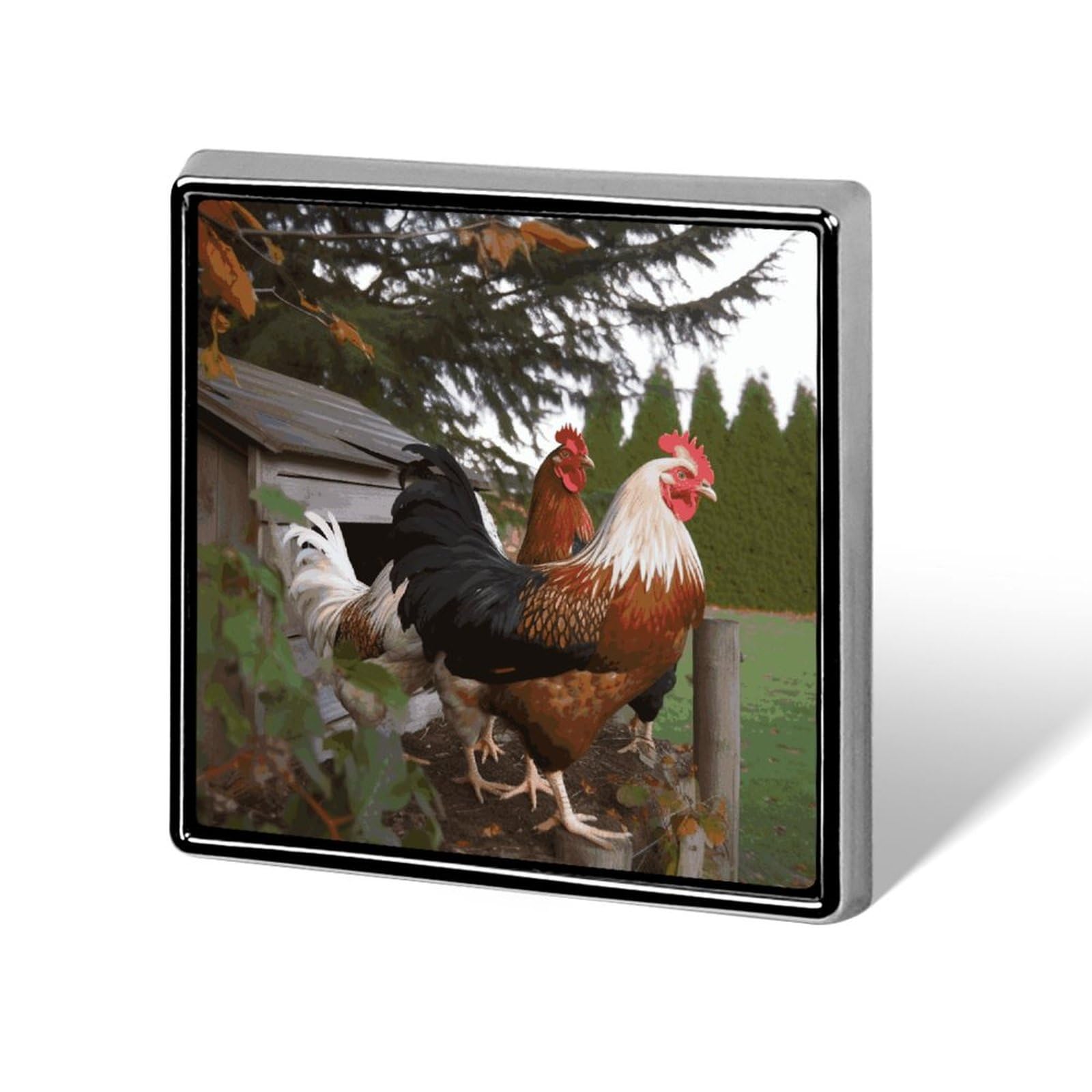 Square Lapel Pins BackYard Chickens Metal Square Brooceh Badge for Suits, Backpacks & Hats, Lapel Accessory