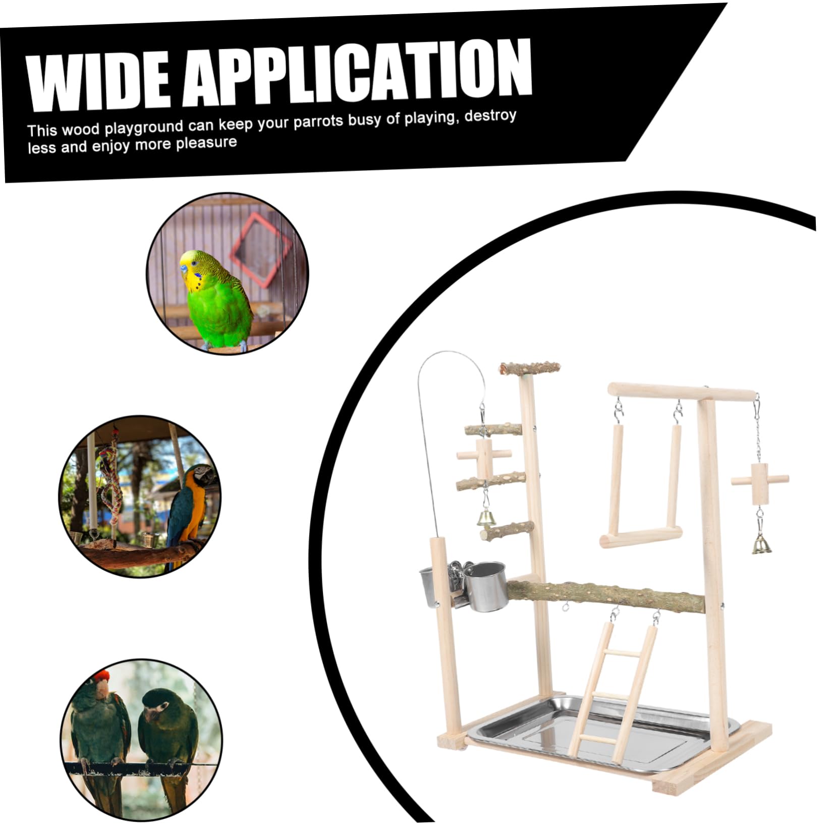 Juguete para Pájaros de Madera Natural Parque de Aves Soporte para Loros y Periquitos