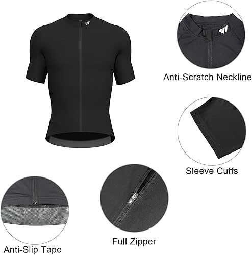 Miniatura 2 de Lo.gas Maillot de ciclismo para hombre, manga corta, cremallera completa con bolsillos, ropa de bicicleta transpirable de secado rápido