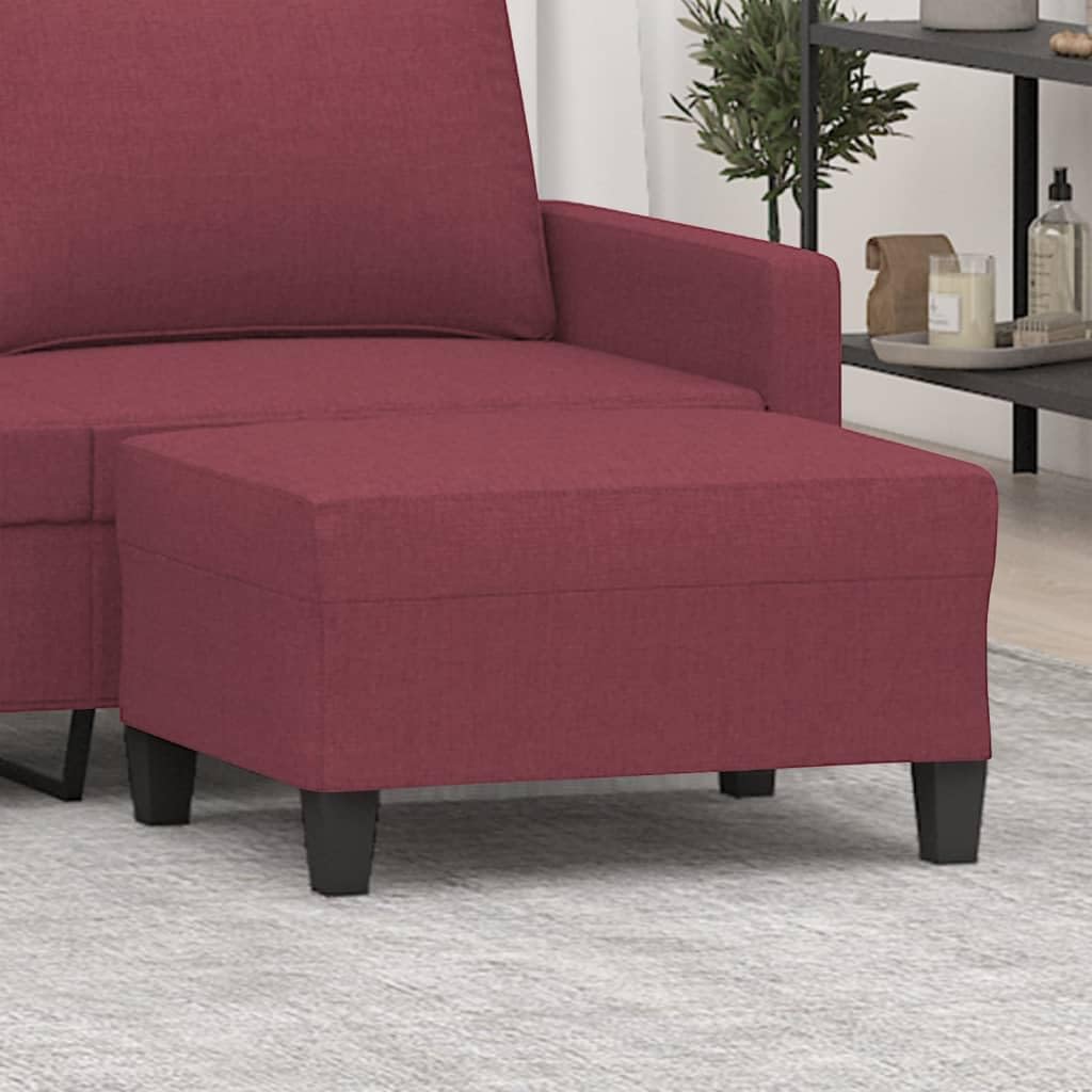 Repose-pieds en tissu rouge vin 70 x 55 x 41 cm avec rembourrage - Pouf ottoman pour salon, chambre à coucher, couloir comme repose-pieds et assise supplémentaire