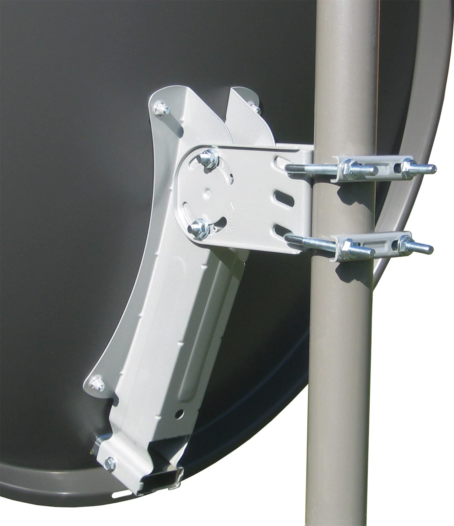 Sky Vision IDEAL 78 Alu-Satellitenspiegel Anthrazit RAL 7012 (40mm Feedaufnahme, 32-60mm Mastaufnahme, 75x69 cm Reflektorgröße, Elevations-Skala, Einfache und Schnelle Montage)