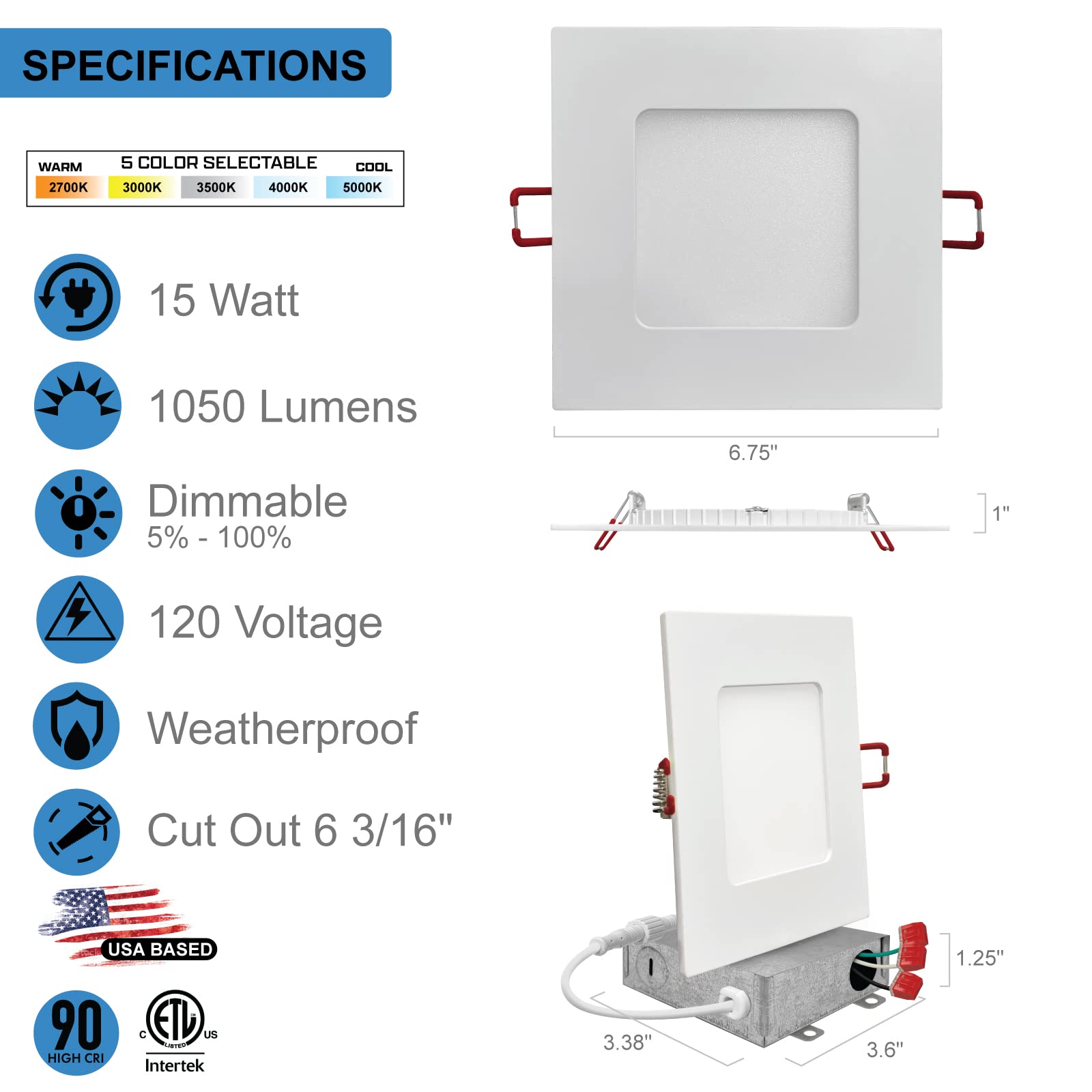 6 Inch Square Recessed Light