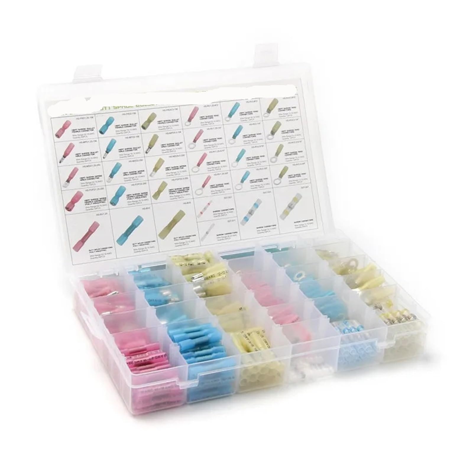 UYCUODLUY YT 500pcs Assorted Heat Shrink Butt Spade Connecters Fullly Insulated Crimp Terminals With Box