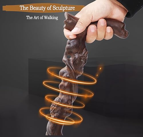 Miniatura 5 de Bastones de dragón para hombres, bastones de madera hechos a mano para hombres y mujeres, resistentes hasta 500 libras, exquisito palo ergonómico