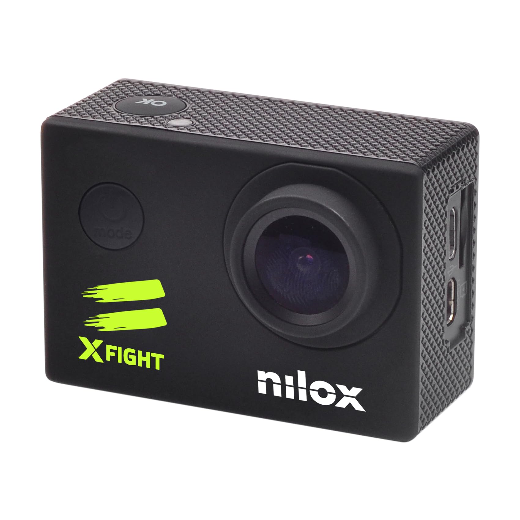 Nilox Cámara de Acción Sumergible Xfight, Foto 12MP y Video 1080P 30fps, Pantalla LCD 2'', Action Cam Impermeable hasta 30m, Batería 900 mAh, Conexión Wifi, Memoria SD hasta 32 GB
