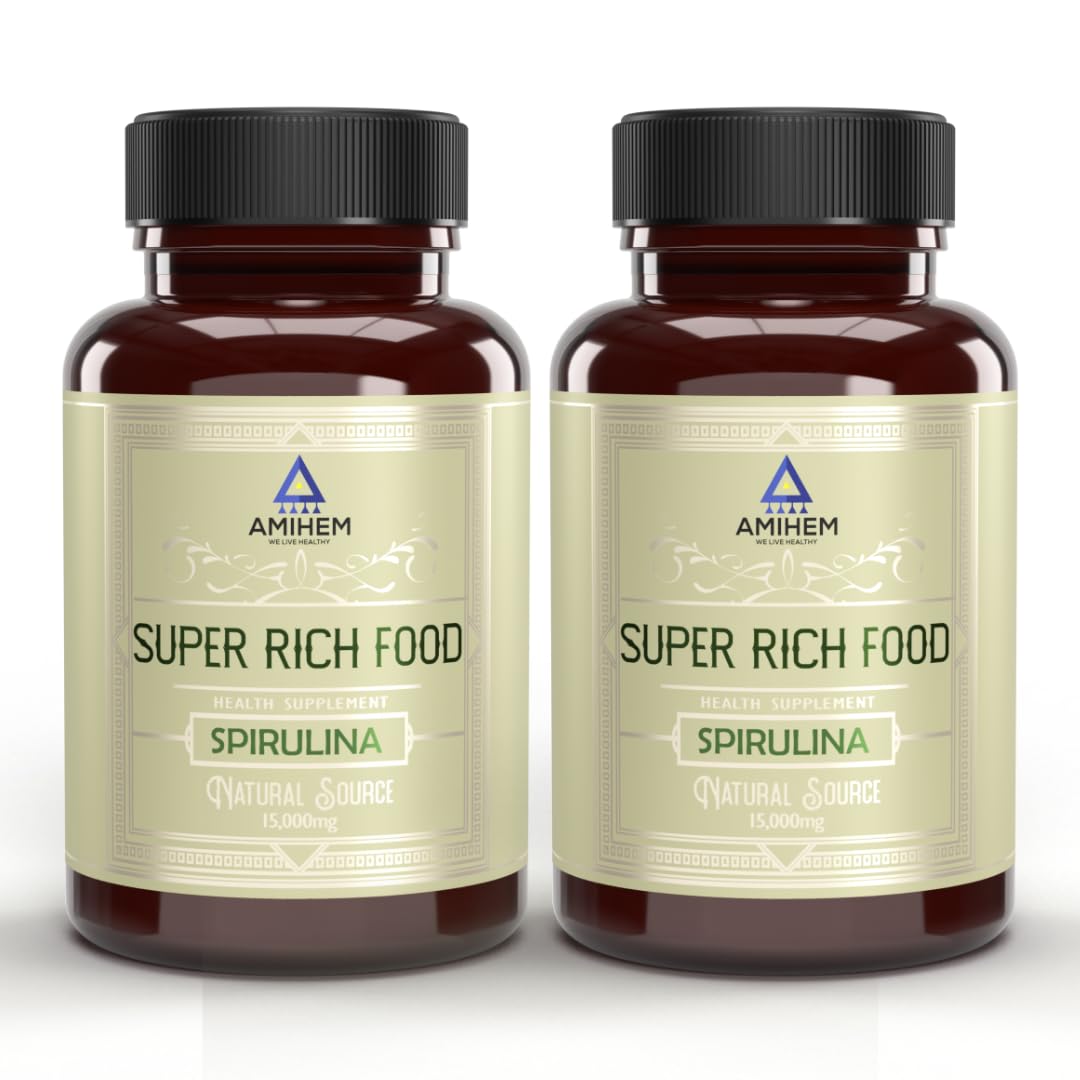 AMIHEM Spirulina Extract | Natural and Nutrient-Rich | Superfood for Energy Boost, Endurance and Antioxidant Power | Weight Management | Immunity Support | Gut Health | 500mg Softgel Capsules - Pack of 2 (B0CFJWJPHM) Amazon Price History, Amazon Price Tracker