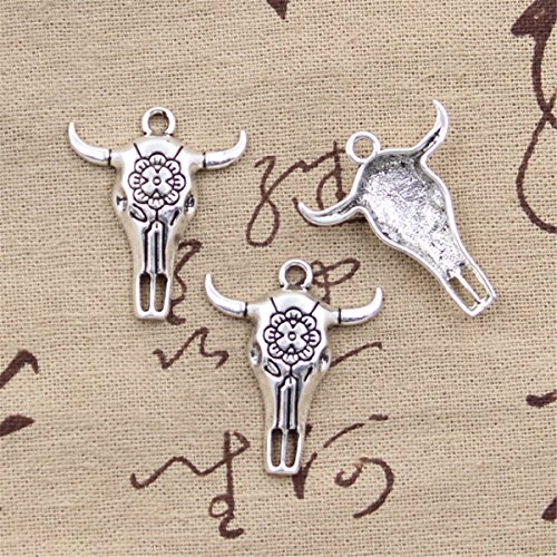 20pcs Charms Skull Bull ox Star Head Antique Silver Charms Pendants for Making Bracelet Necklace Jewelry Findings Jewelry Making Accessory 32x26mm