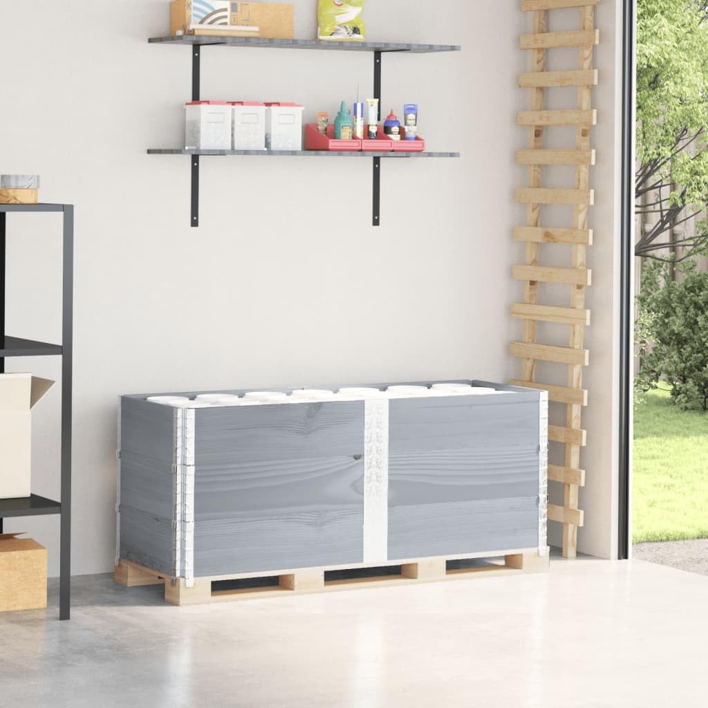 Paretali per Pallet 3pz Grigi 150x50cm Legno Massello di Pino, Commercio e Industria,Movimentazione di Materiali,Pianali di carico e Pallet, 29.9kg-3295380