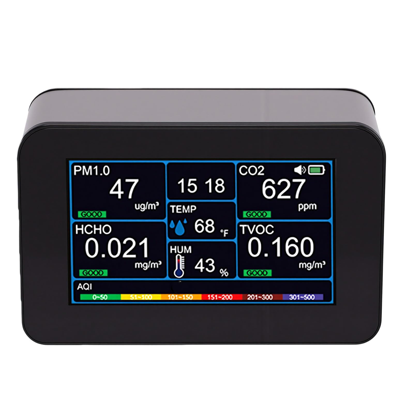 Walfront Monitor de Calidad del Aire Interior 11 en 1, Detector de CO2,