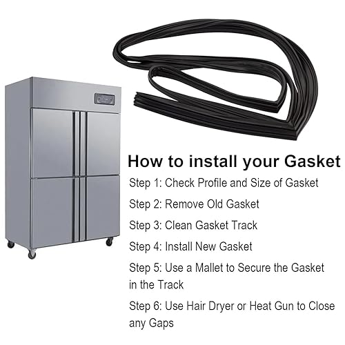 Miniatura 6 de Junta de puerta de refrigerador 25-34" x 54-18" Junta de puerta de congelador para True 810803 GDM-49T-49, negro