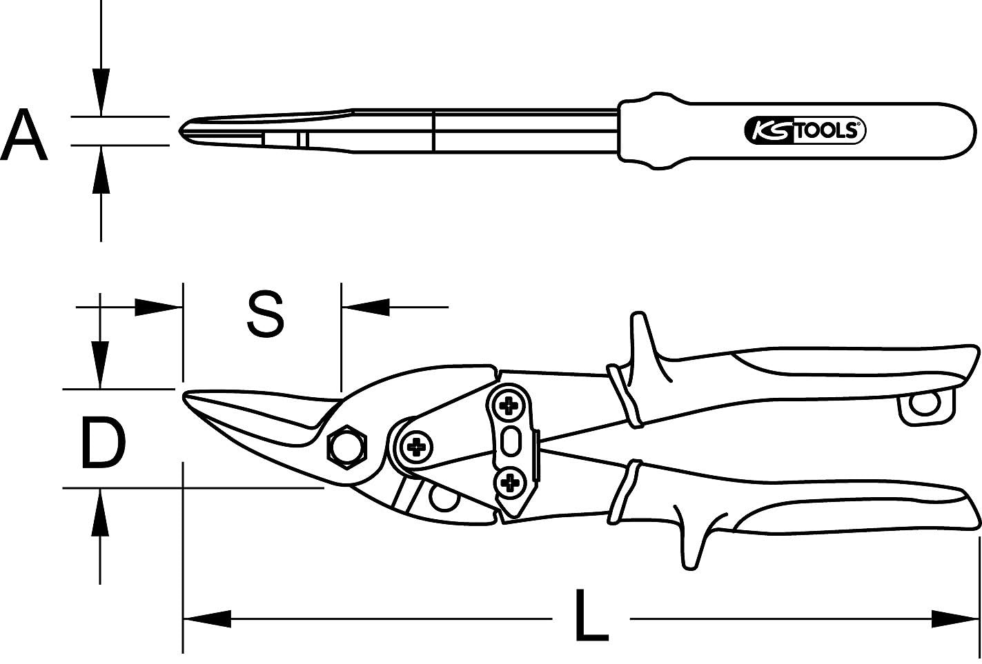 KS TOOLS Cisaille à Tôle - Coupe à Gauche