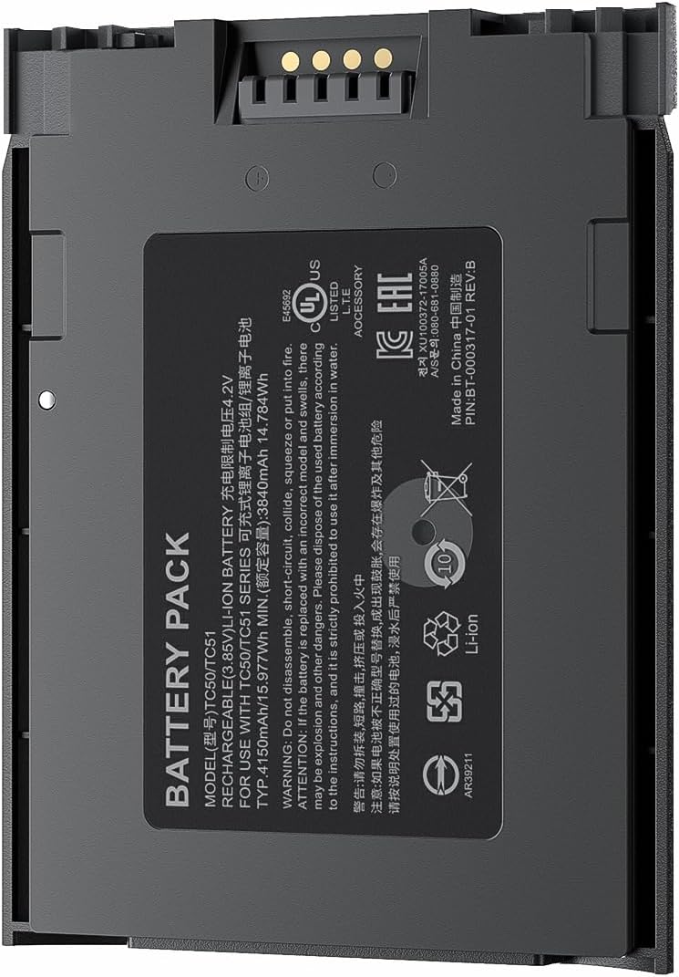 3840mAh TC50 Battery Replacement for Zebra TC50 TC51 TC52 TC510 TC510K TC56 TC57 TC51HC, Part Numbers BT-000314-01, BTRY-TC51-44MA1-01, BT-000314A, BTRY-TC51-43MA1-01