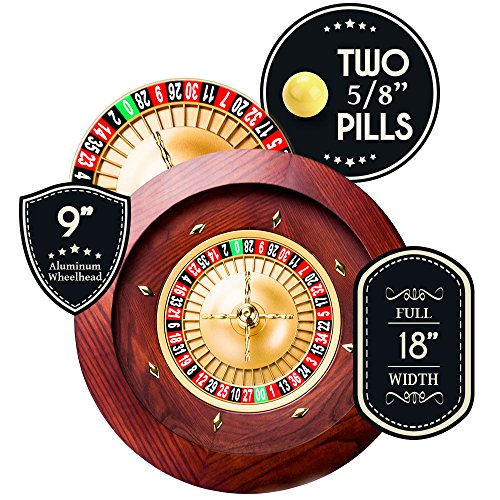 Poker Supplies 18 Inch Casino Grade Deluxe Wooden Mahogany Finish Roulette Wheel - Includes Bonus Marker and 2 Balls!