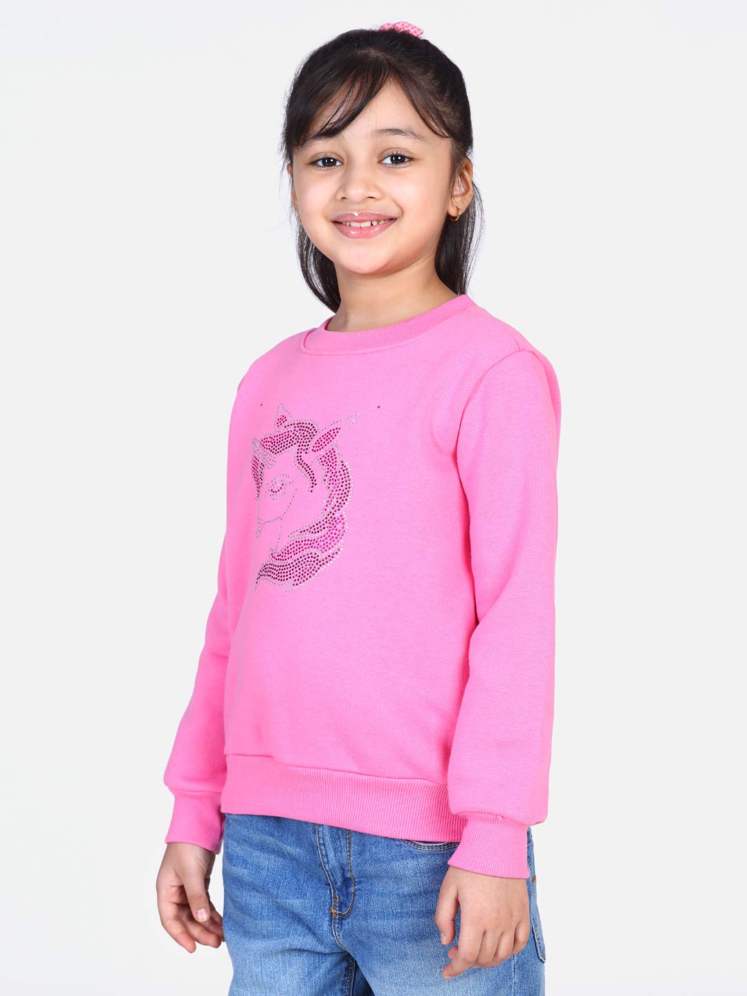 StyleStone Girls Pink Crystal Unicorn Embellished Winter Sweatshirt (9311PinkUniSwetSh4-5Y) 2