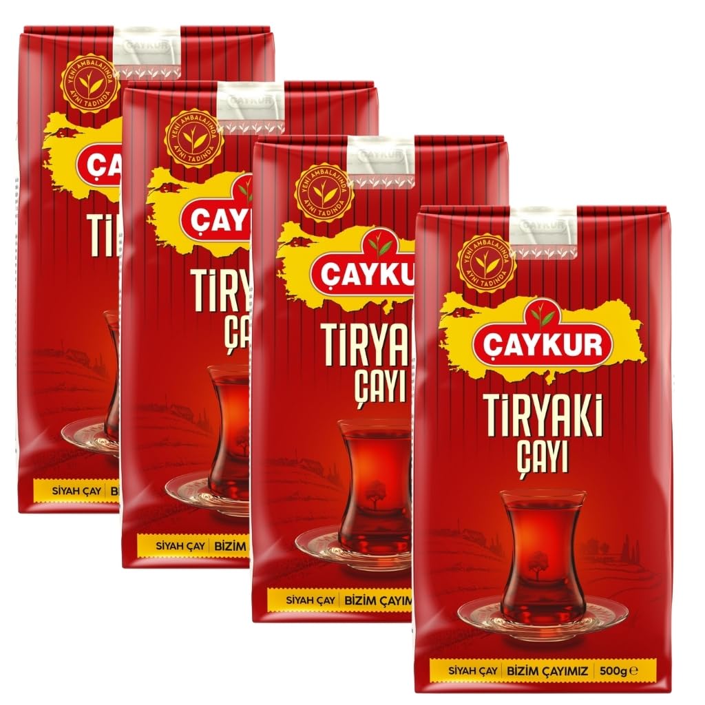 ÇAYKUR Tiryaki Turkish Black Tea, Strong Brew, Deep Reddish Color & Full-Bodied Flavor, High-Grown Tea Leaves, Loose Leaf Natural Tea 500g / 17.6 oz (Pack of 4)