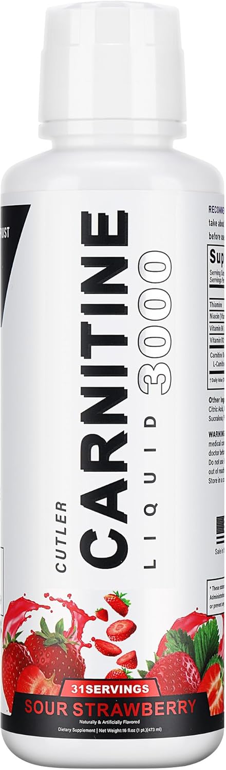 Liquid L-Carnitine 3000 for Energy Boost – Acetyl L-Carnitine & L-Carnitine Tartrate Liquid Supplement, Strawberry Flavor, 473 ml