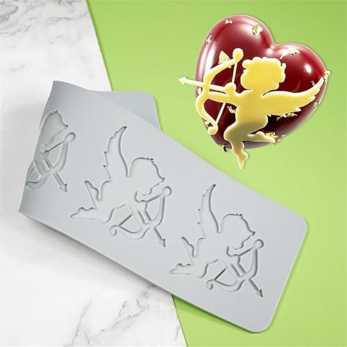 Miniatura 6 de Moldes de chocolate para fondant, moldes de silicona para hornear, cupidos, tapete de encaje de azúcar, accesorios de horneado para el día de San