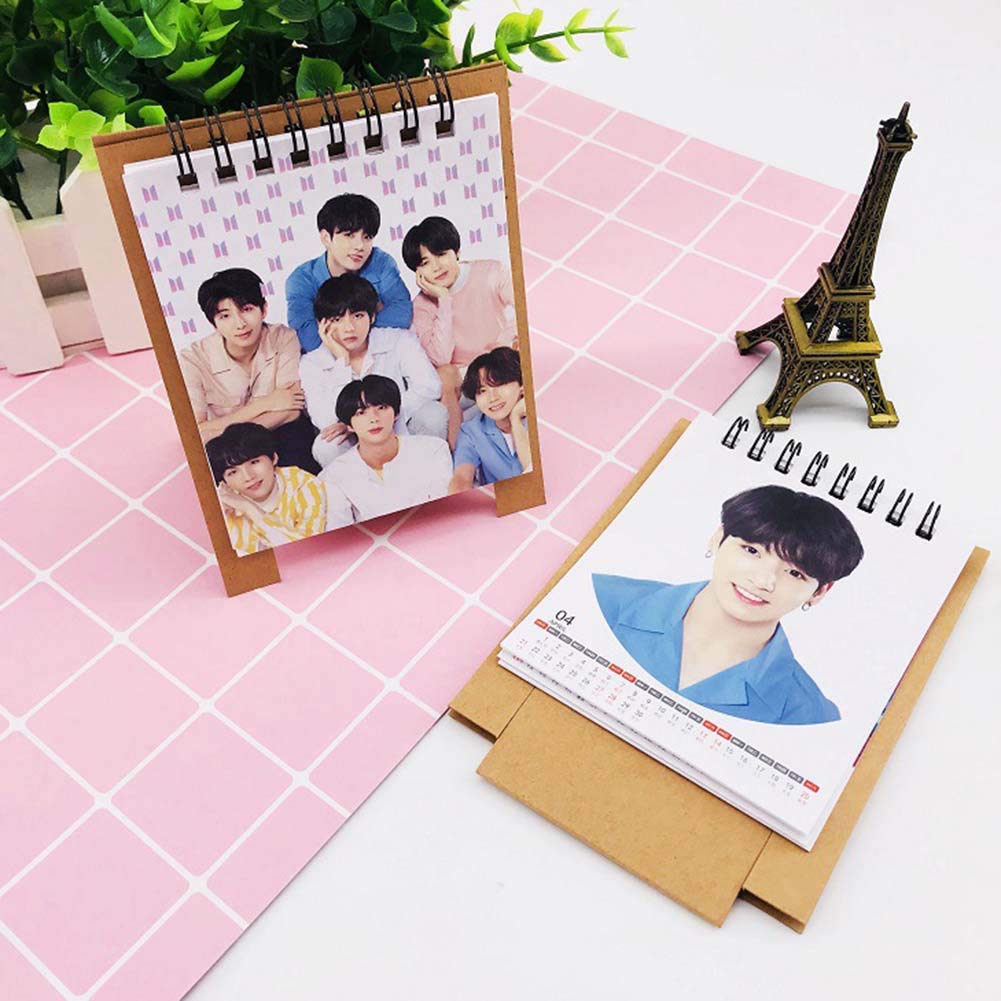 Teblacker Desk Calendar 2019 | Kpop Bangtan Boys Jungkook, Jimin, V, Suga, Jin, J-Hope, Rap Monster 2019 to 2020 Desktop C...