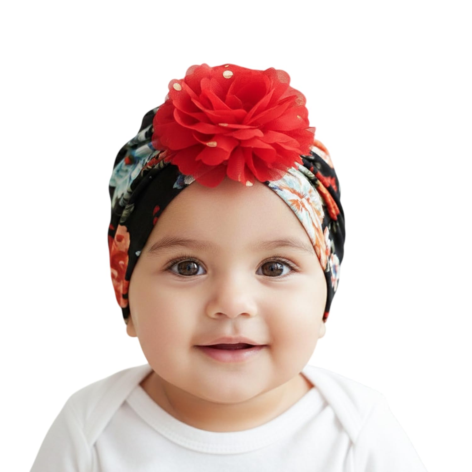 SYGA Baby Turban Hat, Toddler Beanie Cap Infant Hat 6 Month-4 Years Cotton Floral Baby Cap Headwear Unisex with Big Flower Soft Cute Hat-picture-56