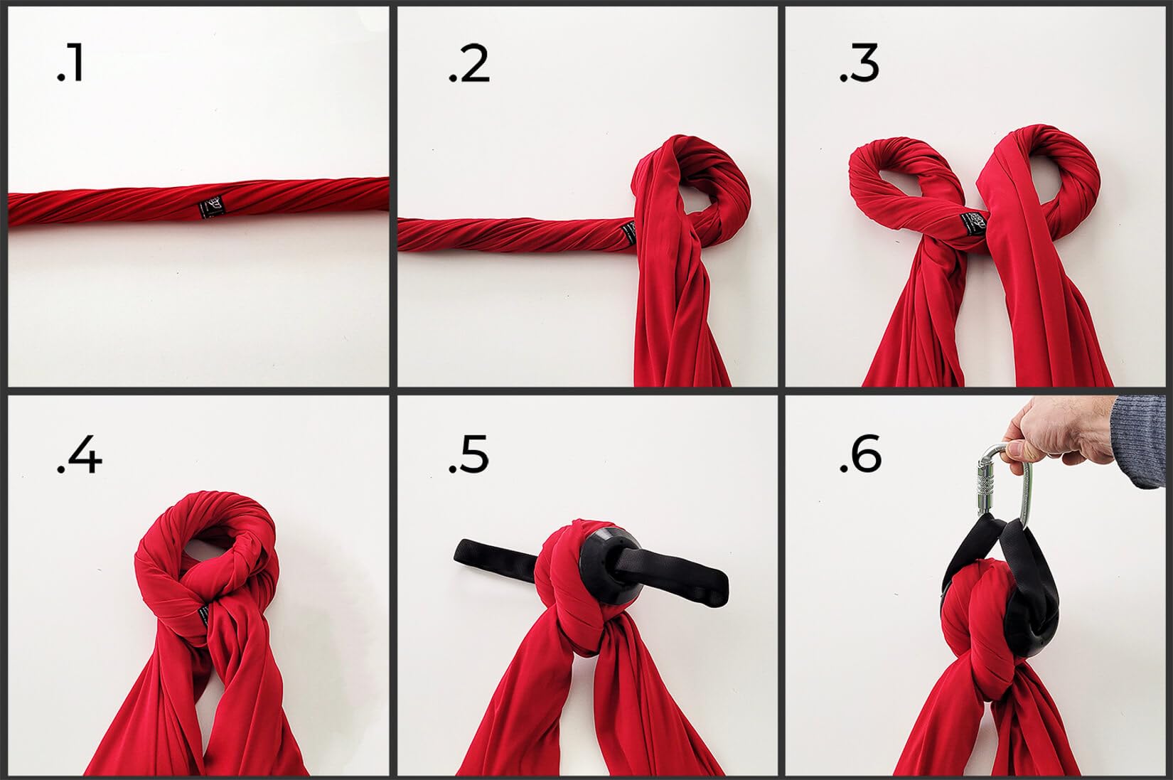 Play Juggling - Kit Fixation Poutre + Tissu Aérien + Cloche à Tissu + Mousqueton vis Acier pour acrobaties aériennes et disciplines aériennes, 100% Polyester, Certifié