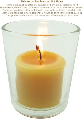 Miniatura 7 de Velas de cera de abejas, votivas de 10 horas (paquete de 6) 100% cera de abeja de EE. UU