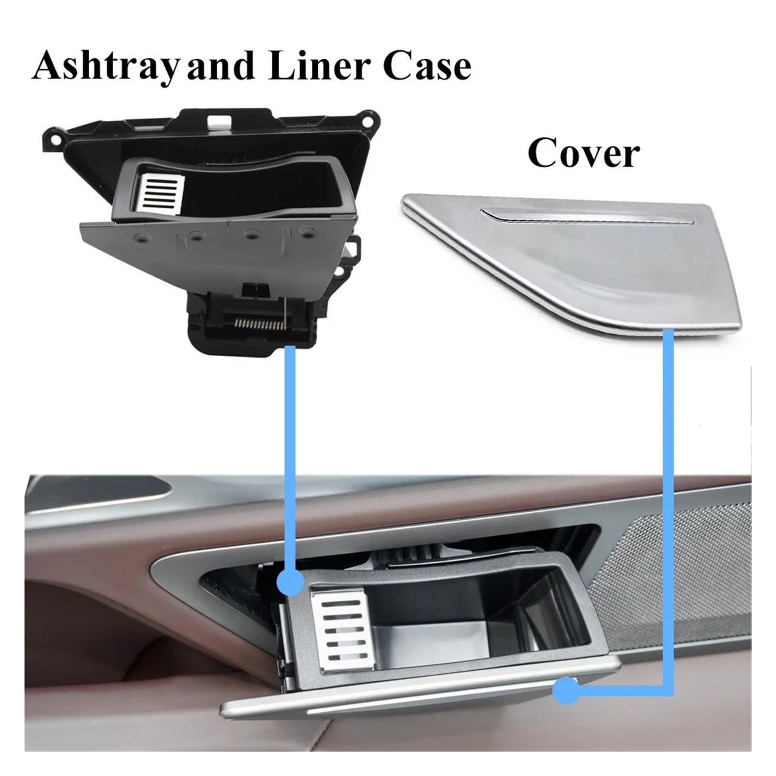 Cendriers de voiture Remplacement de la boîte d'assemblage du couvercle de cendrier de porte arrière compatible avec BMW Série 7 G11 G12 730Li 740Li 750Li 760Li 2016-2022 (Color : Metal Gray C