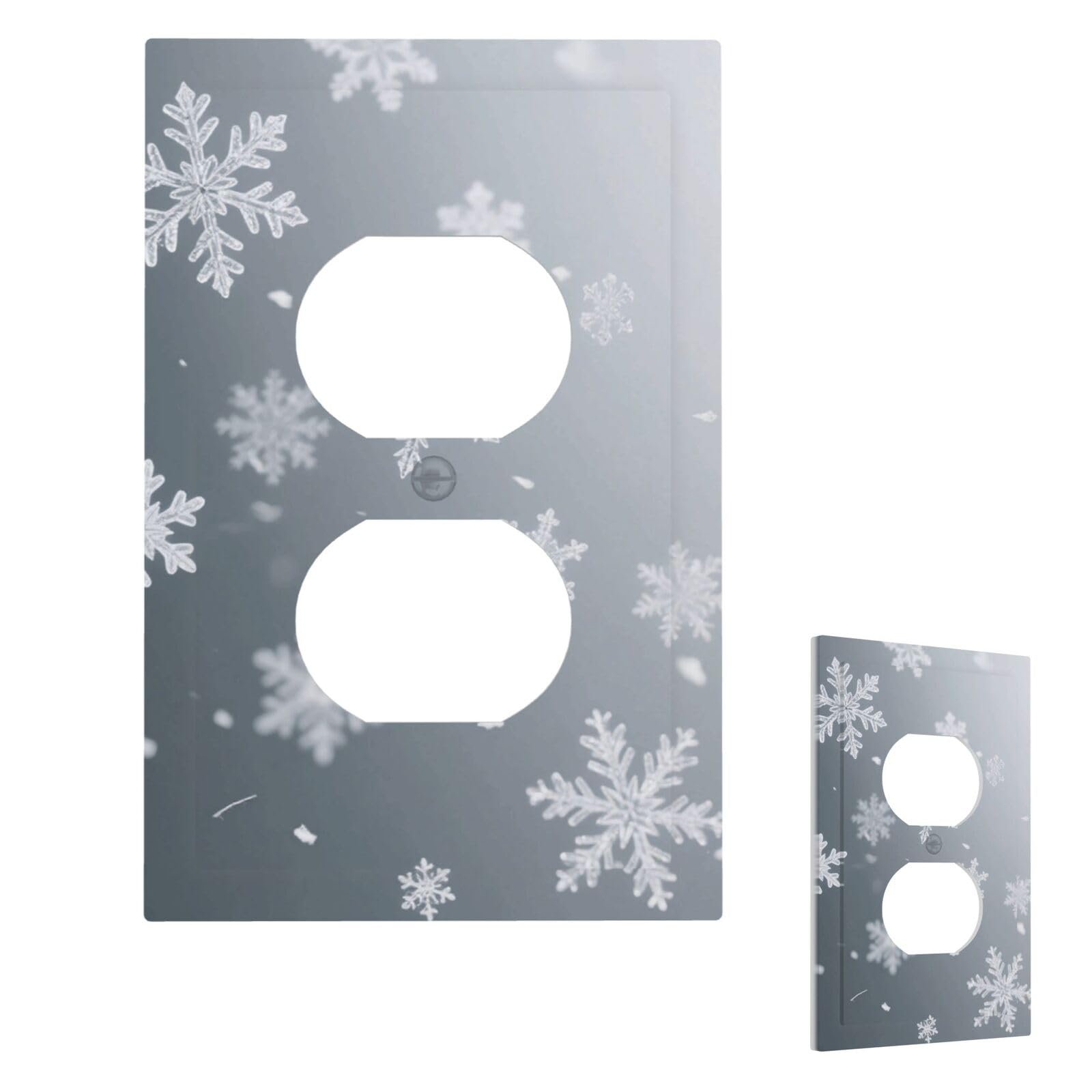 Snowflakes Wall Plate Cover Modern Decorative 1 Gang Light Switch Cover Unbreakable Receptacle Outlet Covers For Living Room Bedroom Home Decor Duplex
