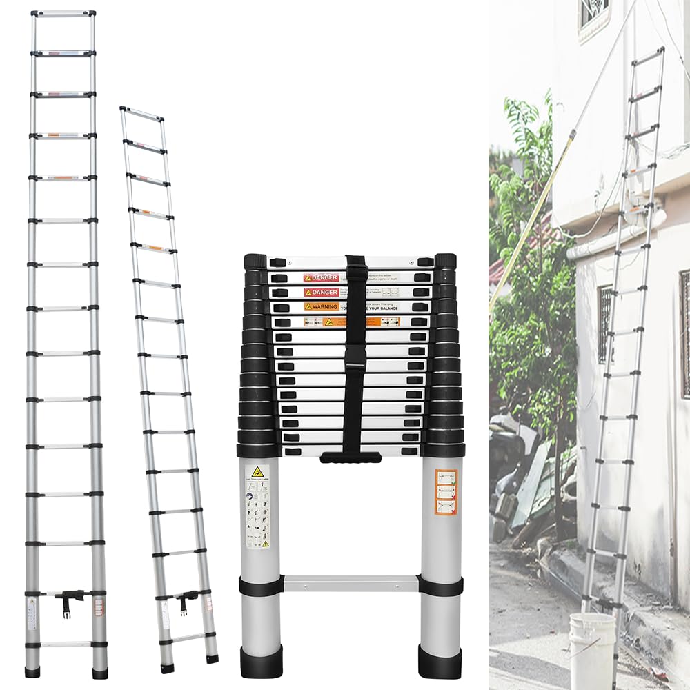 YouseaHome 4.4FT/14.4M Telescopic Ladder, Telescoping Ladder Aluminium Extension for Decorating Painting, Portable Loft Ladders Max Load 150kg/330lb, EN131 Standard Collapse RV