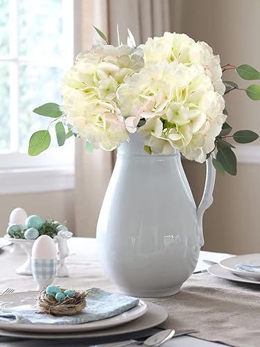 Miniatura 4 de DILATATA Hortensias artificiales de 21 pulgadas, tallos largos de seda, flores de hortensias de seda para centros de mesa del hogar, arreglos de