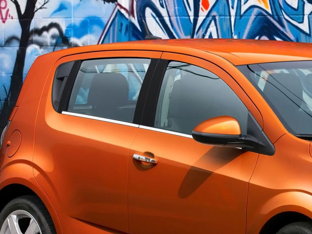 Rvinyl Pillar Post Window Trim Compatible with Chevrolet Sonic 2012-2016 (Hatchback) - Matte (Black)