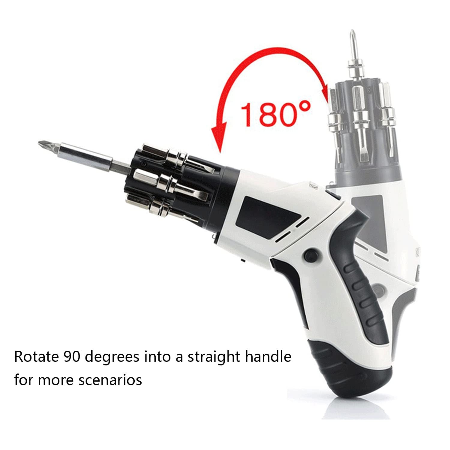 FAXIOAWA Destornillador inalámbrico 4.8V 700 mAh Batería Recargable de Iones de Litio Mango de pivote Enchufe de Bricolaje Juego de Destornilladores eléctricos Kit de Accesorios, luz de Trabajo LED