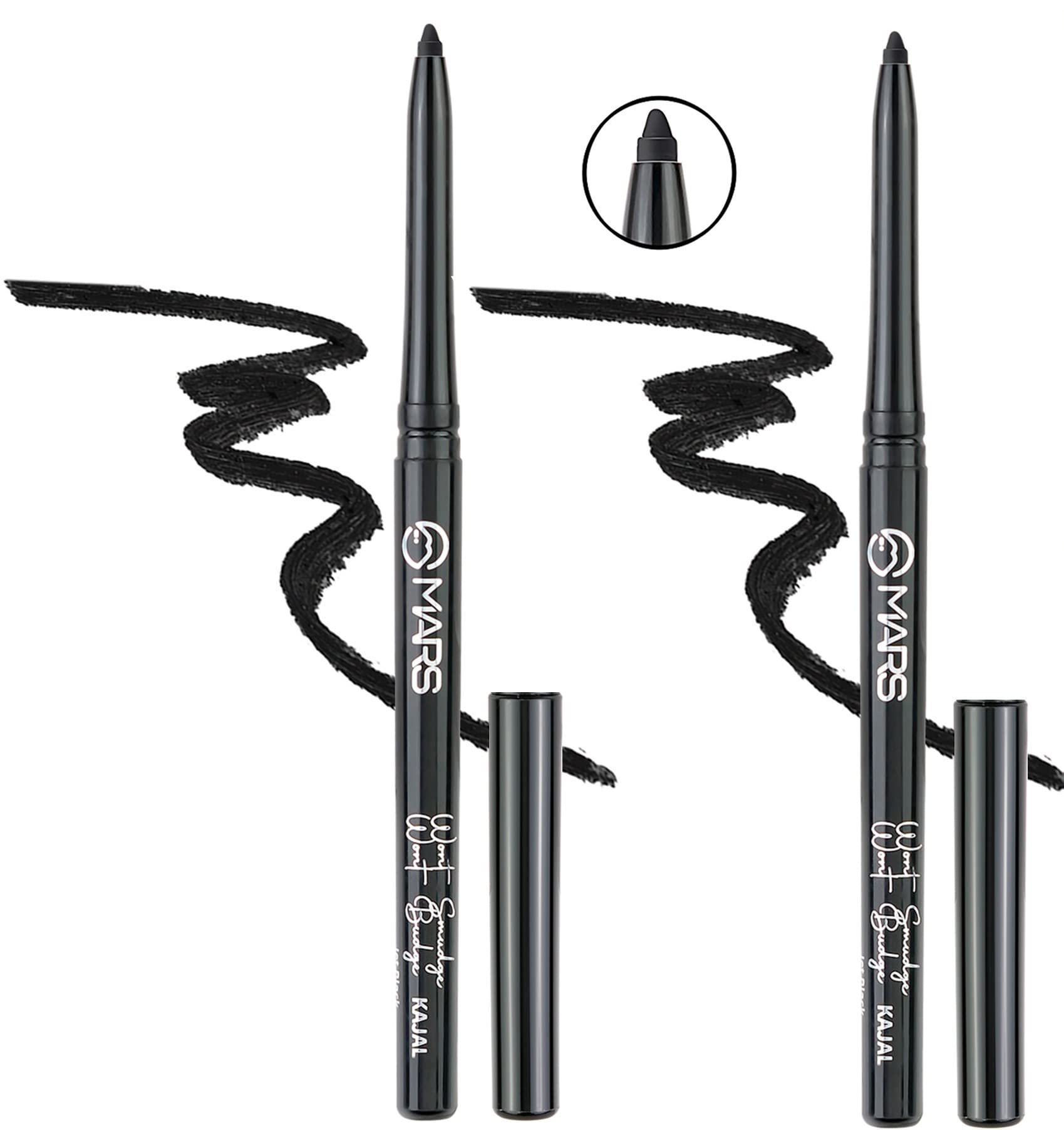 MARS Won'T Budge Won'T Smudge Matte Cream Kajal Pack Of 2 (Jet Black, 0.7 G)