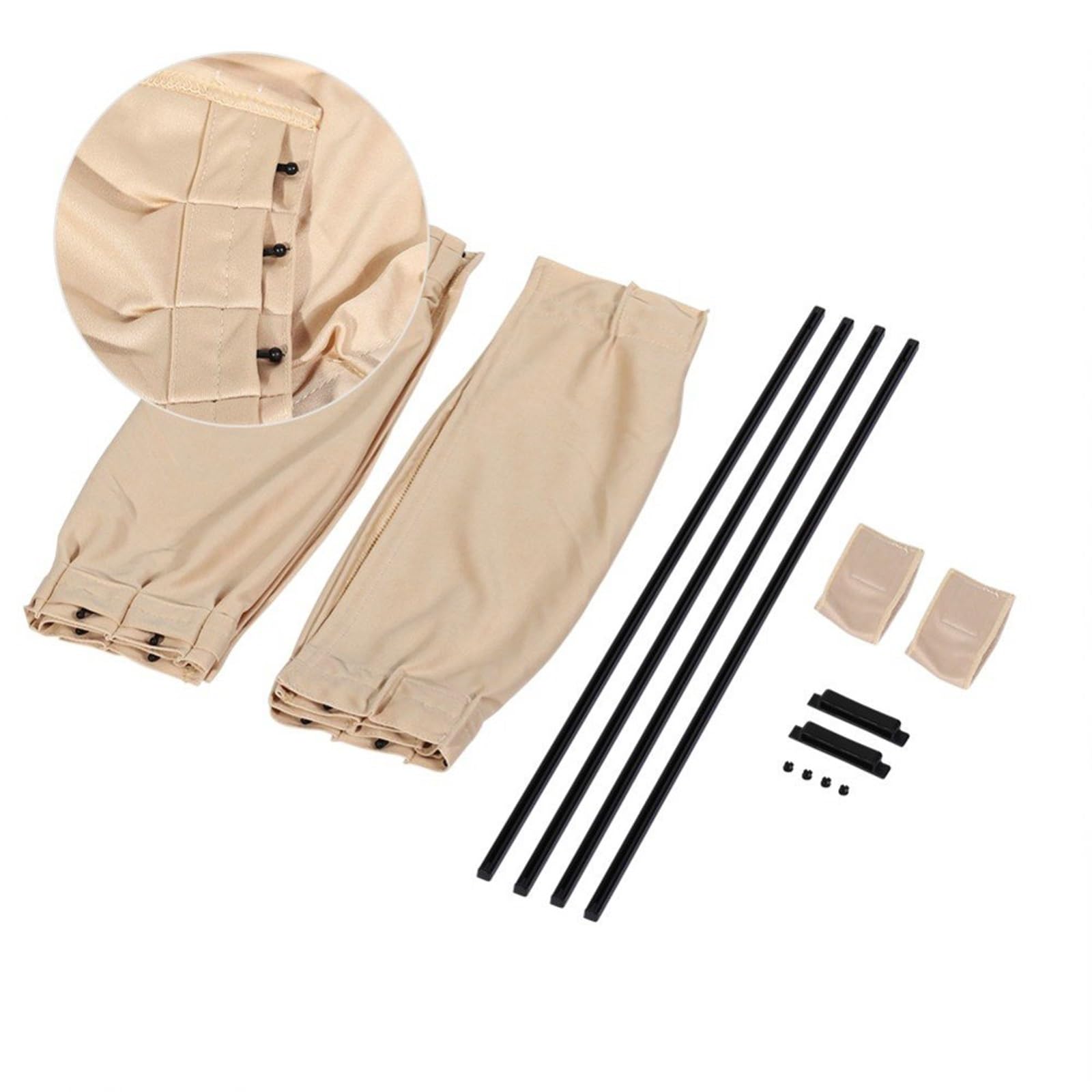 Rideaux Pare-soleil Pour Fenêtres Latérales VW T5/T6 (2003-2015) - Tissu Noir/gris 50x47 Cm, Rails Extensibles - Intimité Et Protection Thermique - 7