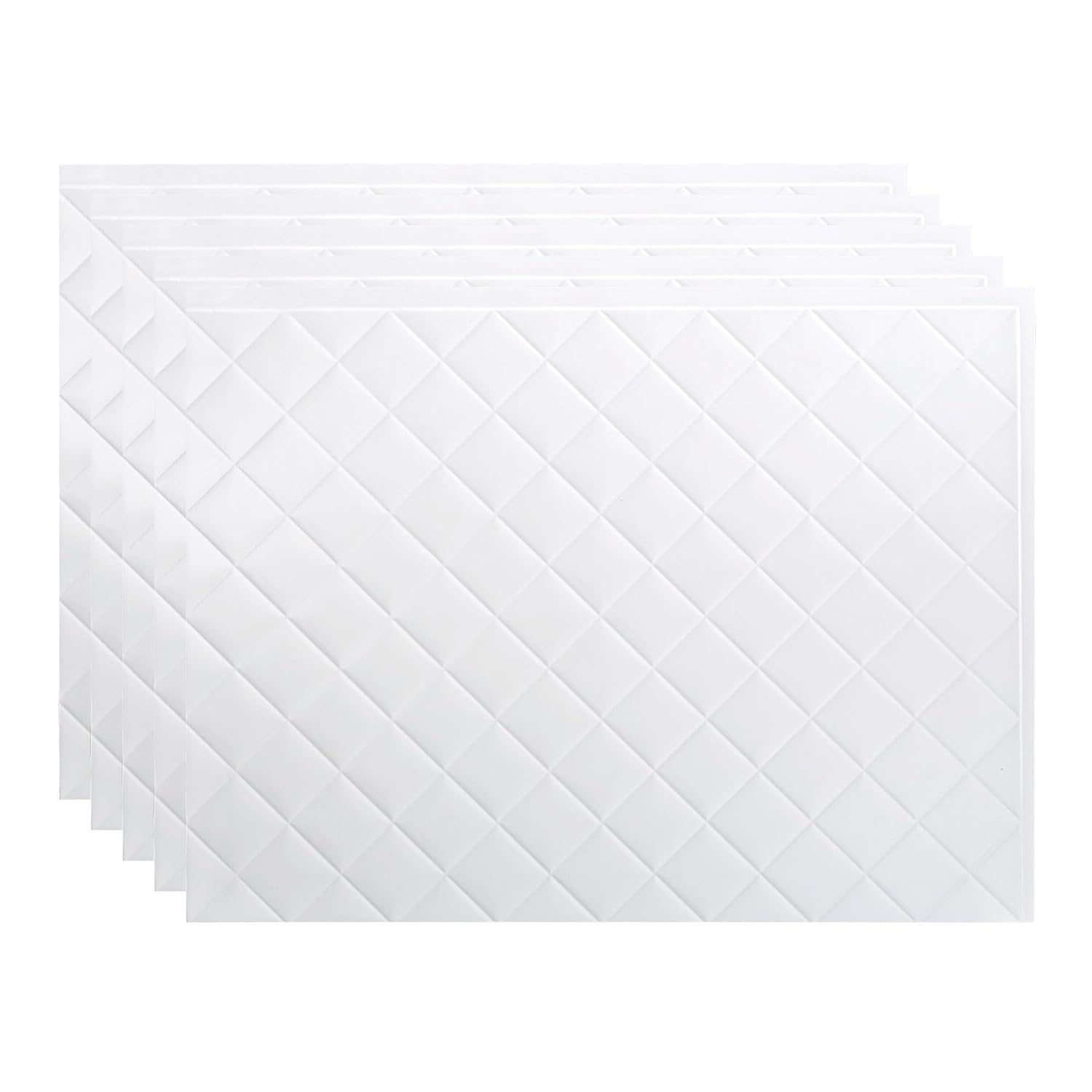 FASÄDE Quilted Decorative Vinyl 18in x 24in Backsplash Panel in Gloss White (5 Pack)