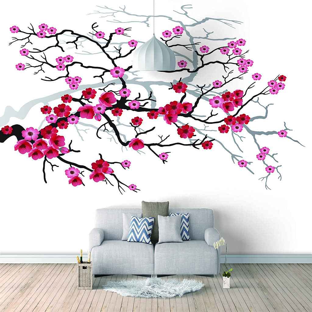 Poster murales chambre fleur rouge papier peint 3D salon moderne